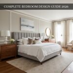 Complete bedroom design guide 2026 showing beautiful modern master bedroom with proper layout, quality furniture, and professional styling