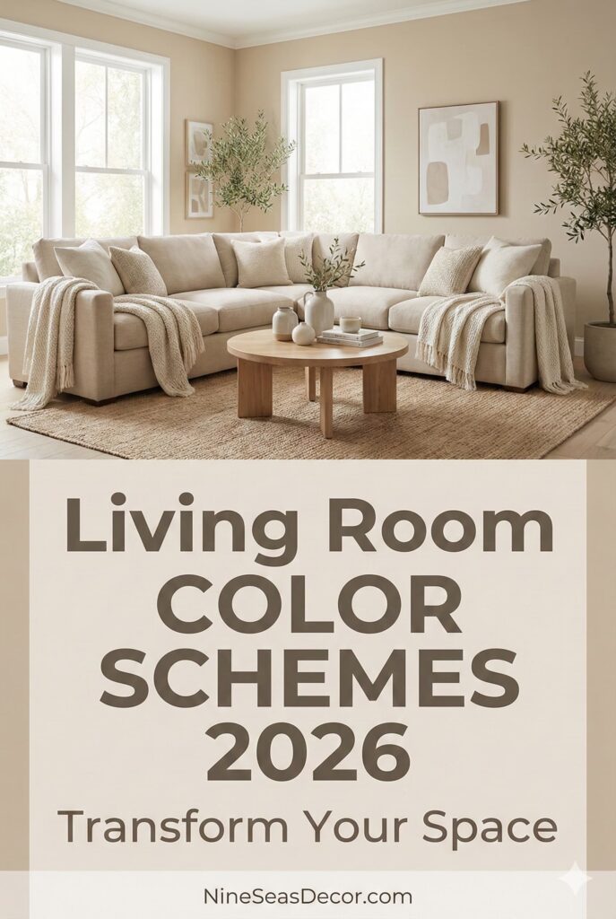 Living room color schemes 2026 with neutral beige and warm tones