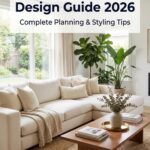 Modern living room design with neutral furniture natural lighting and plants