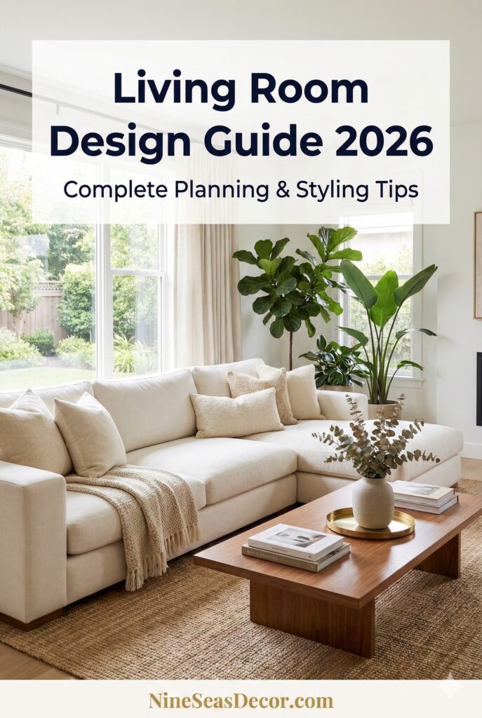 Modern living room design with neutral furniture natural lighting and plants