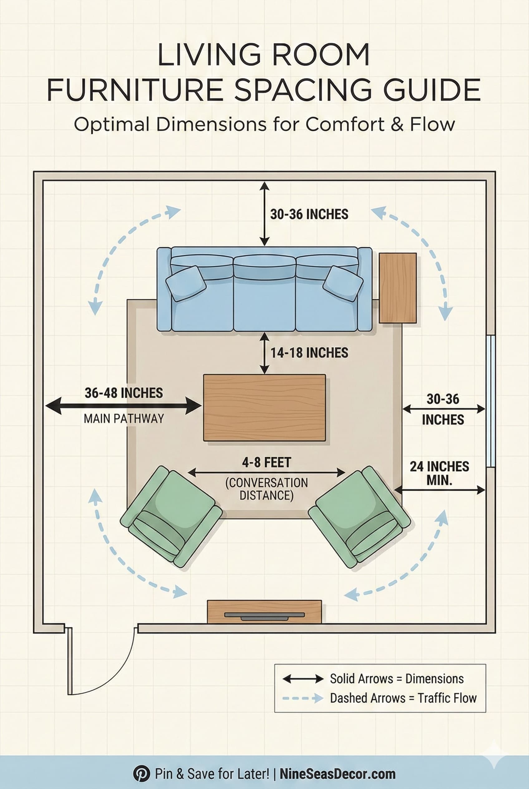 Small living room layout maximizing space with clever furniture arrangement