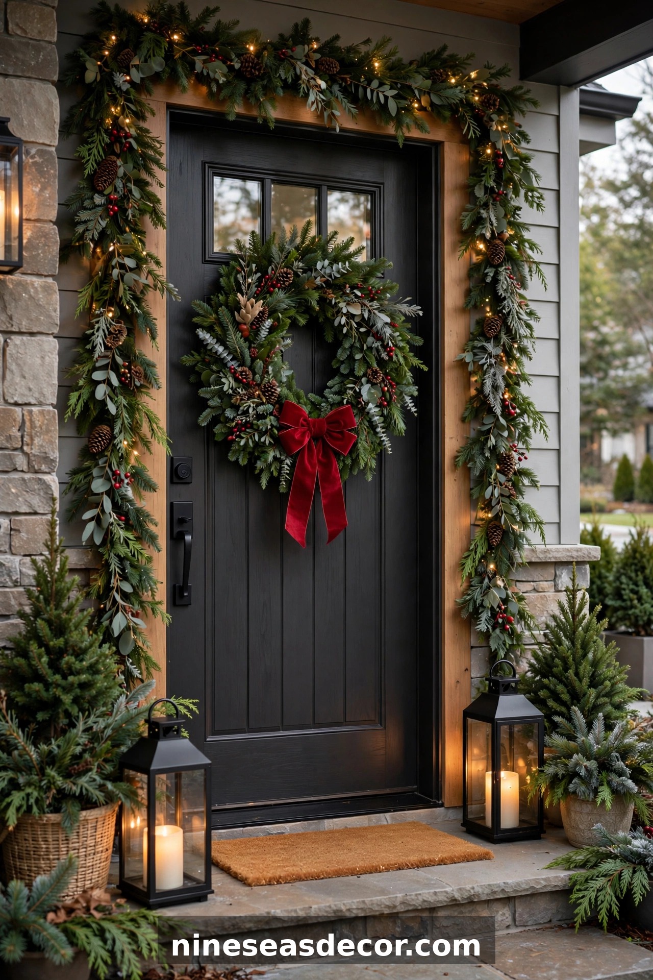 Entryway and Front Door Christmas Decorating Ideas